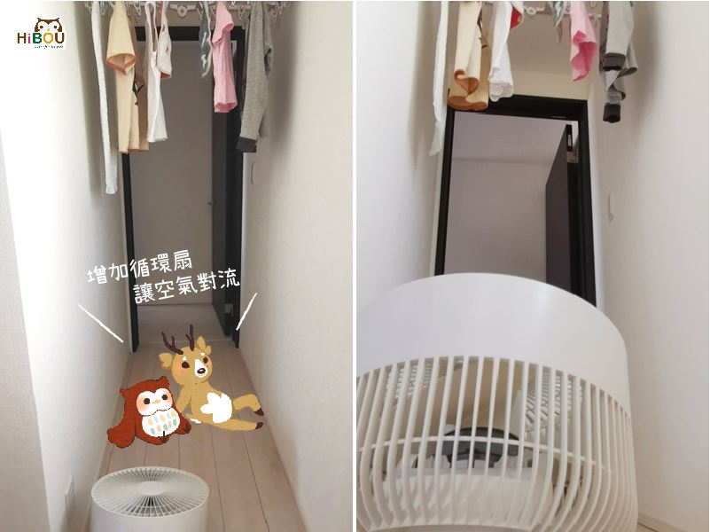 喜福舊站的晾衣與循環扇通風示意照片