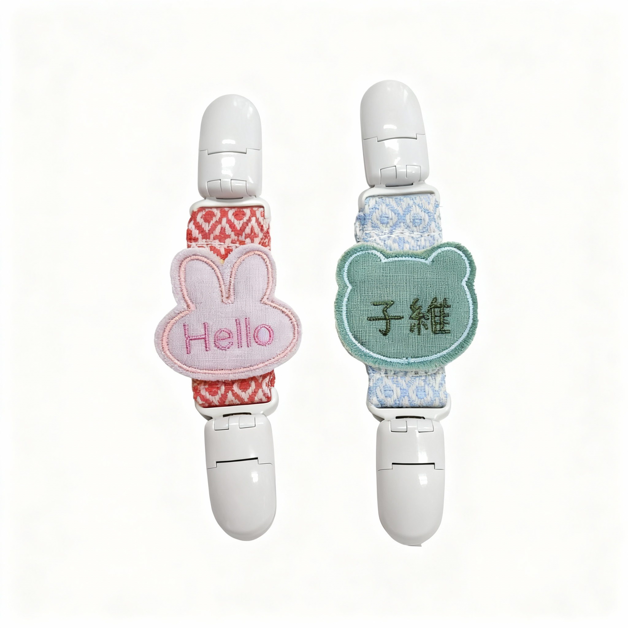 姓名刺繡手帕夾兔子與小熊外框