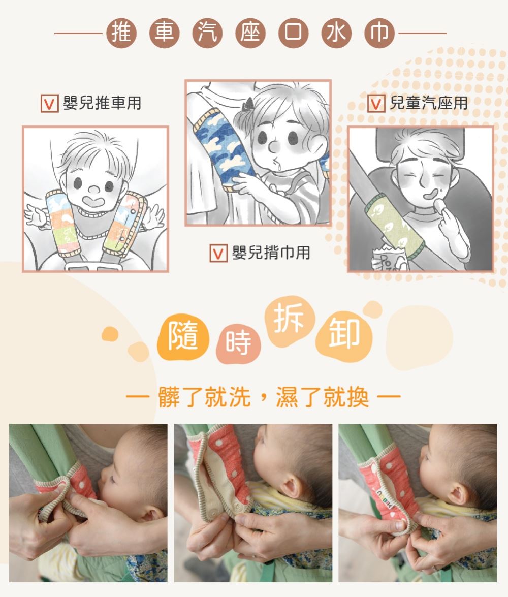 一點兒小心意．新生兒哺乳巾禮盒｜行動哺乳巾+六重紗背帶/推車/汽座口水巾