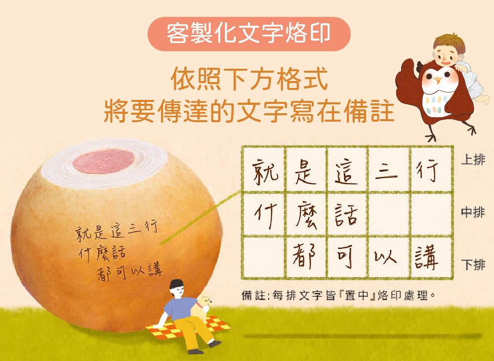蛋糕可作客製化烙印服務喜福元樂